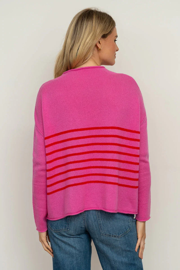 Smith Crew Wool/ Cashmere | Hot Pink &amp; Red