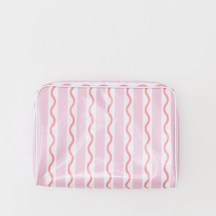 Weezie Large Patterned Toiletry Bag | Coral Squiggle