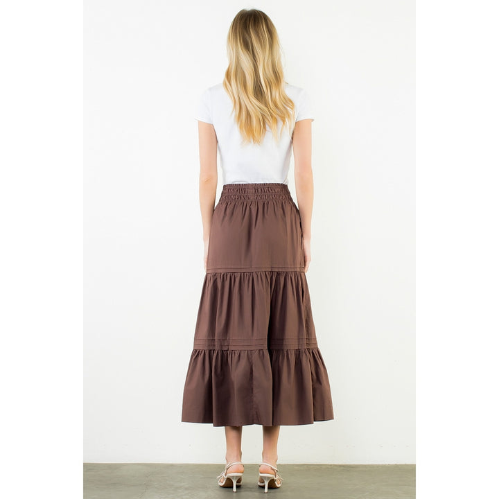 Long Tiered Skirt | Brown