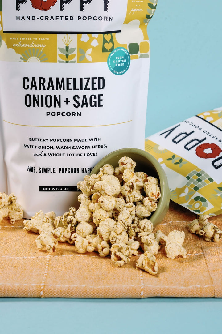 Caramelized Onion and Sage Poppy Popcorn