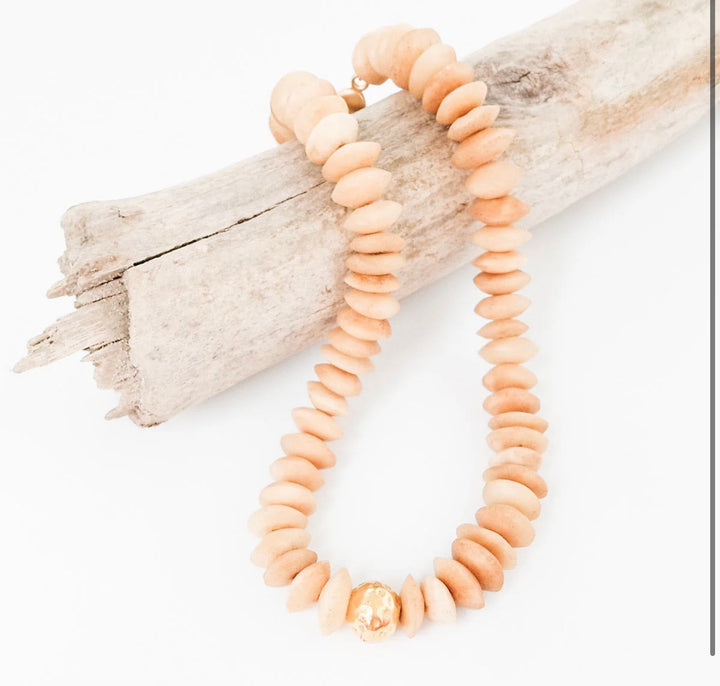 Heishi Bone Necklace | Tan