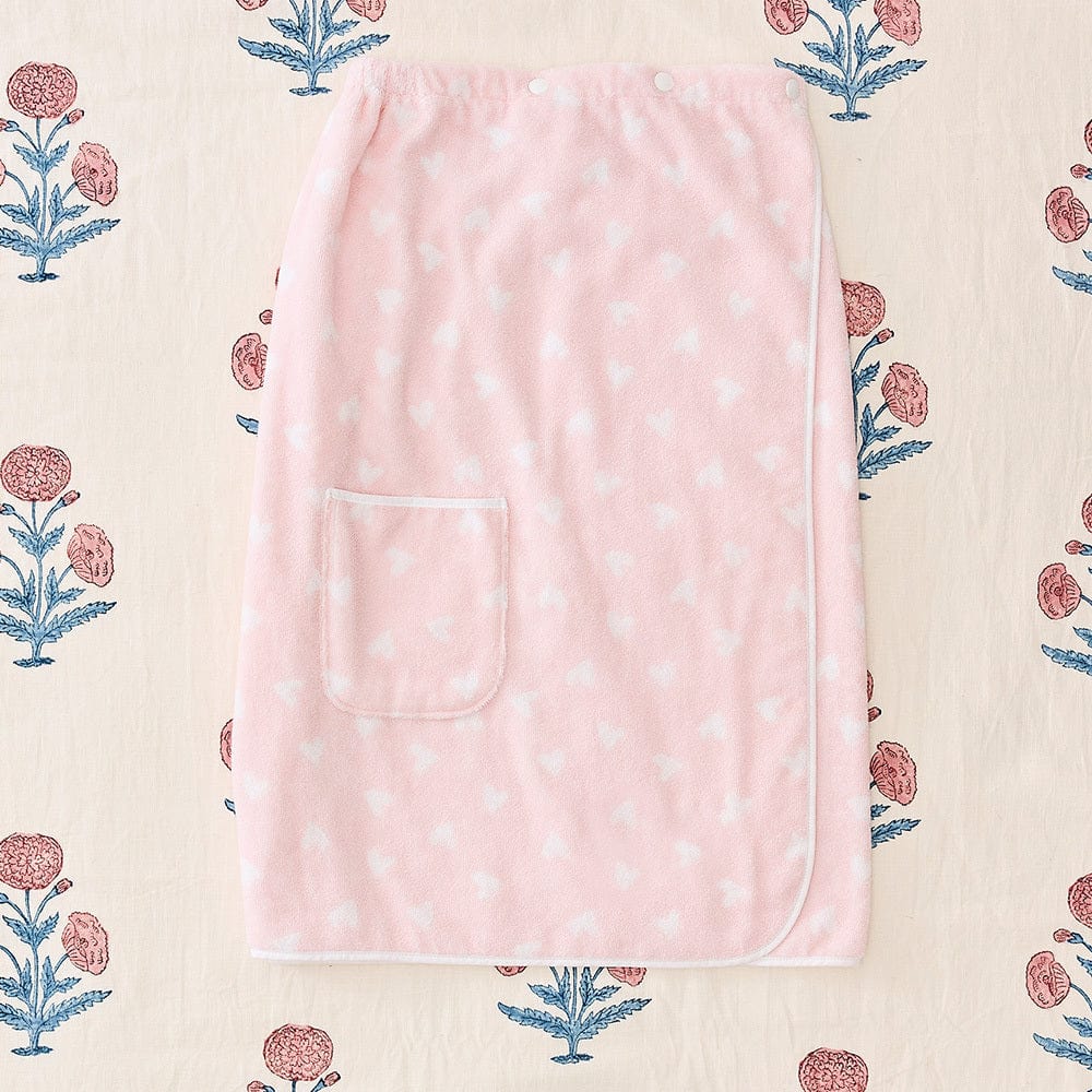 Towel Wrap | Tossed Pink Hearts