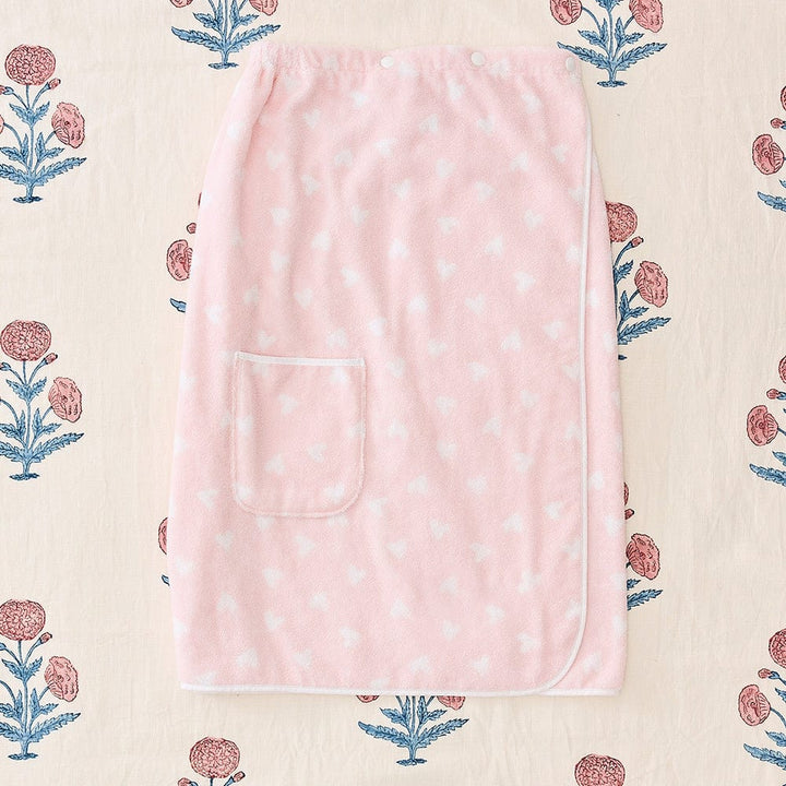 Towel Wrap | Tossed Pink Hearts