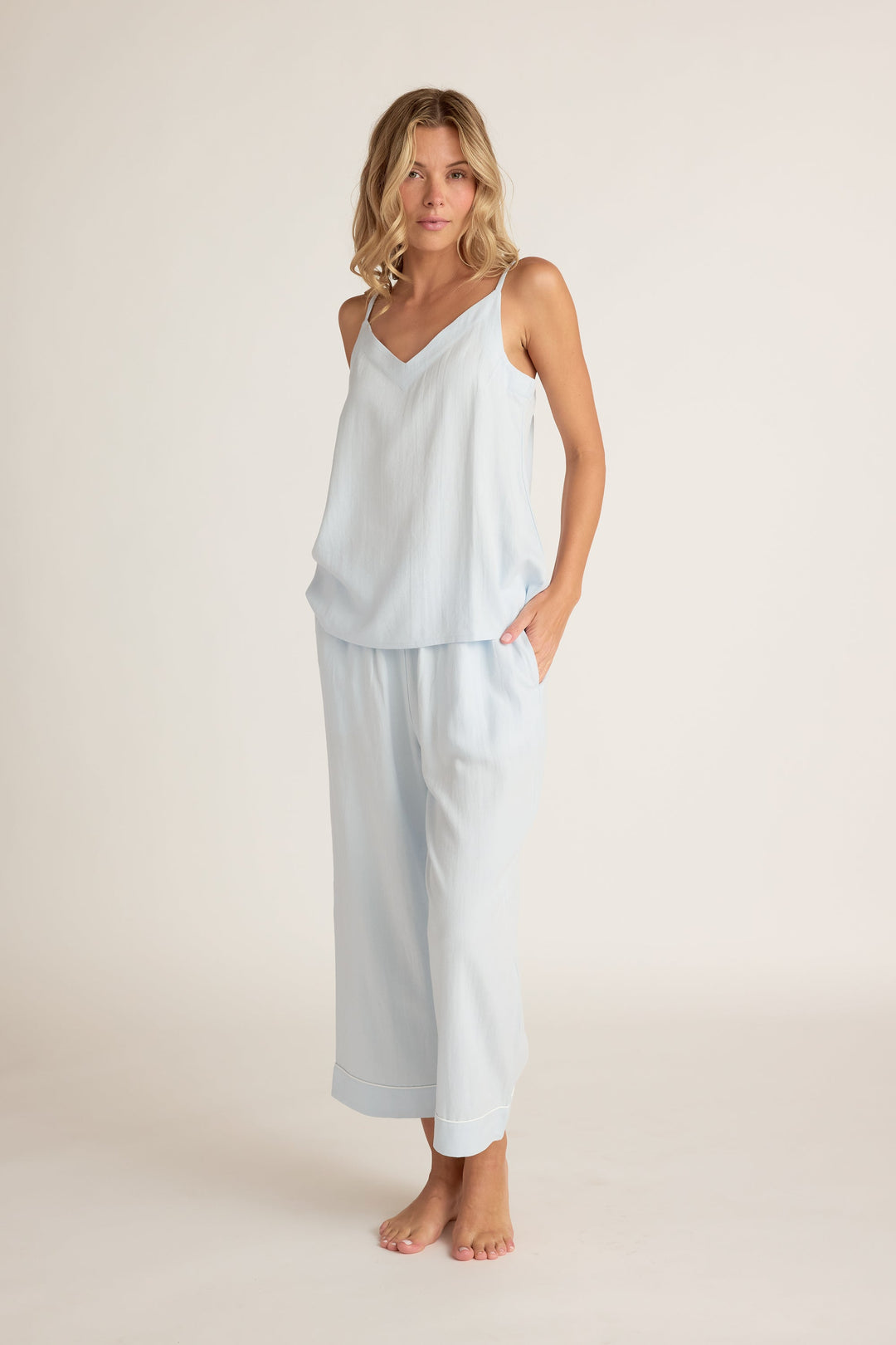 Linen Capri Pant | Sky