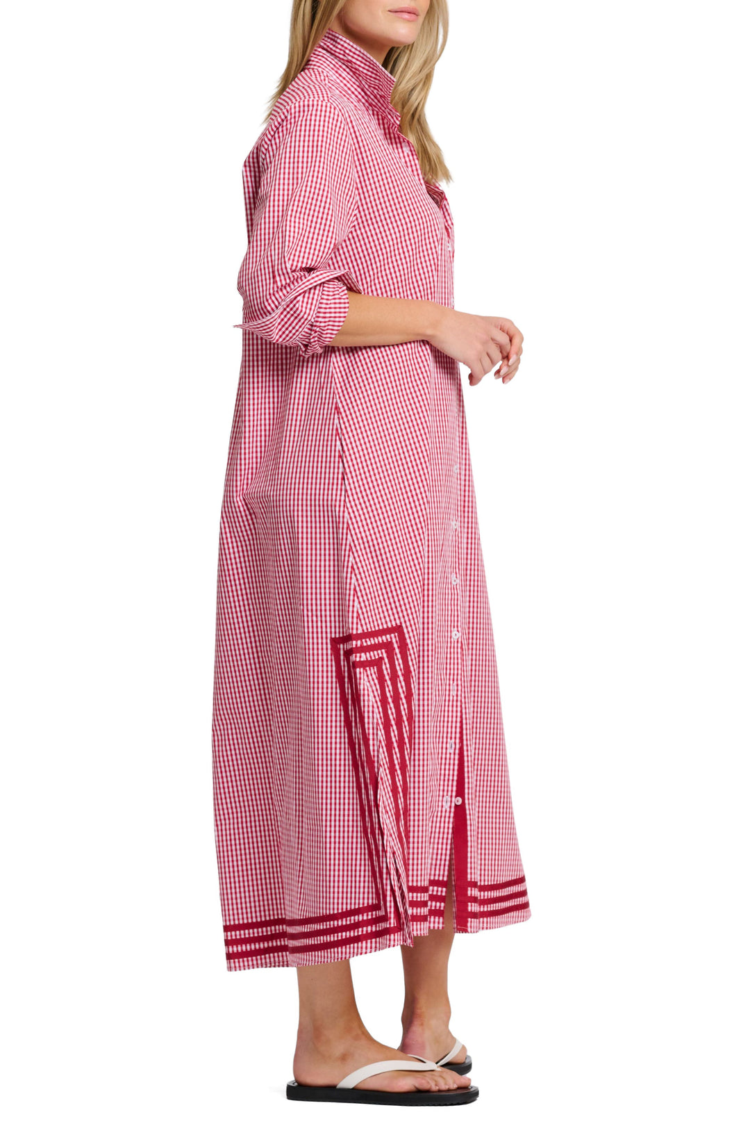 Pippa Longline Shirt Dress | Dark Red Gingham