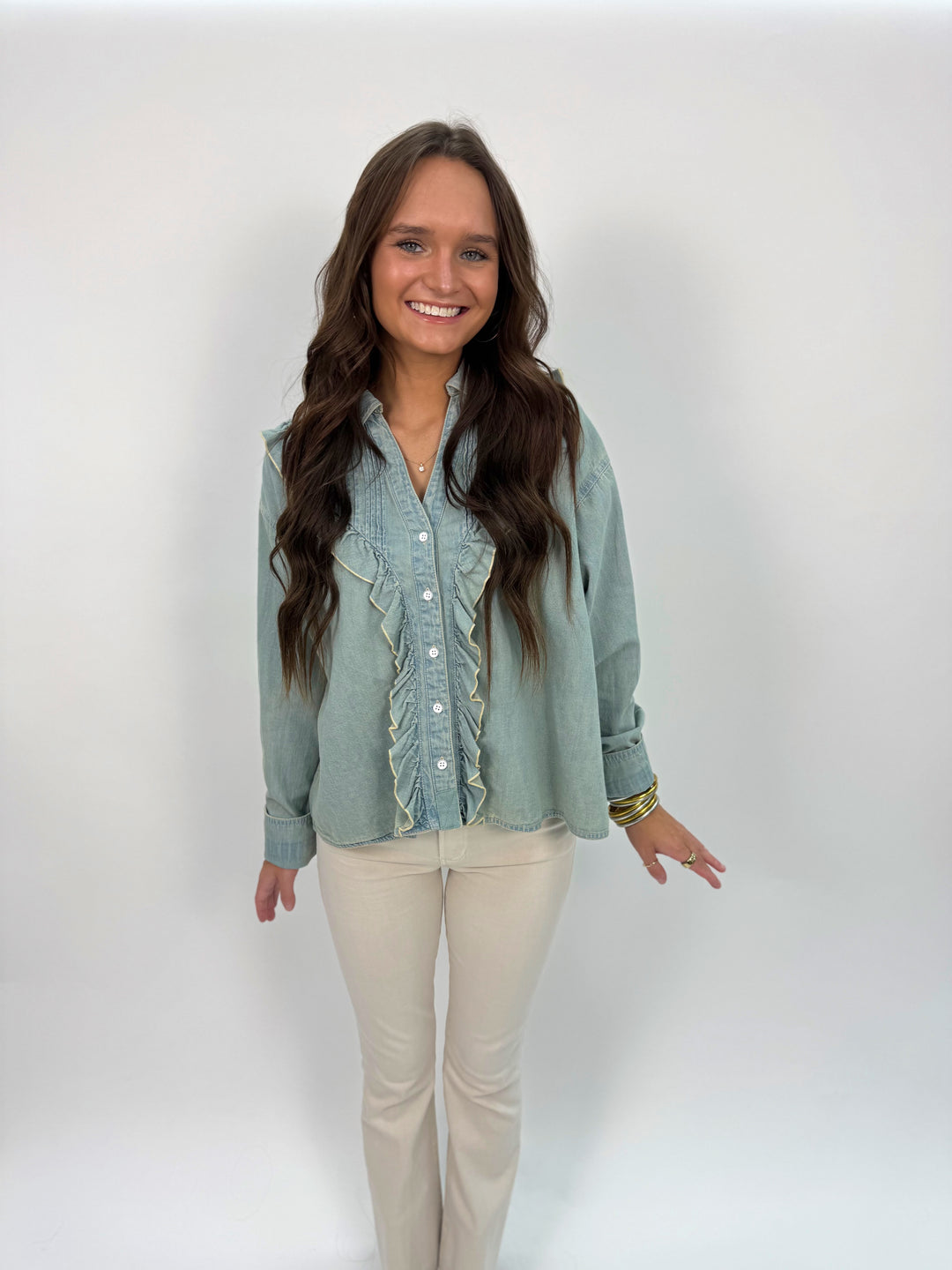 Tattered and Ruffled Top in Vintage Wash