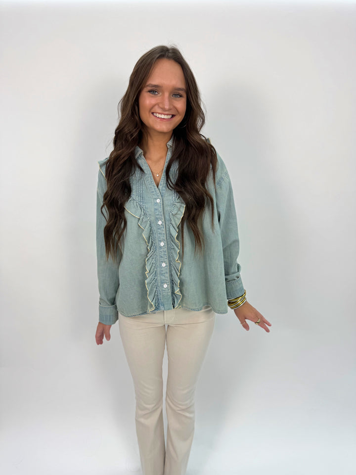 Tattered and Ruffled Top in Vintage Wash