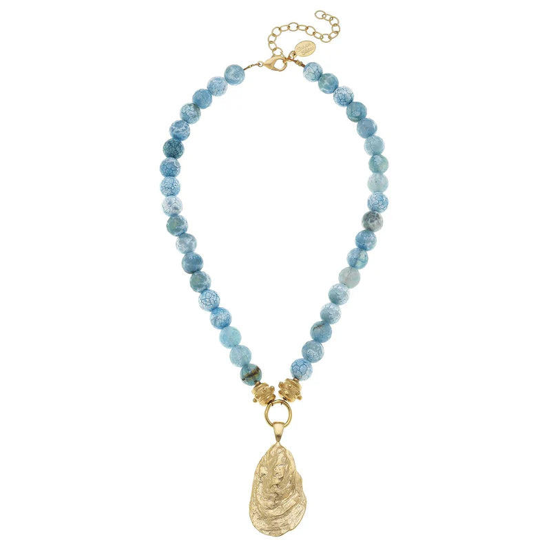 Gold Oyster Aqua Necklace *