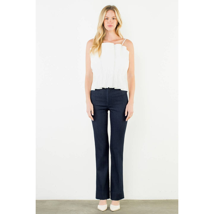 Thin Strap Pleated Top | White