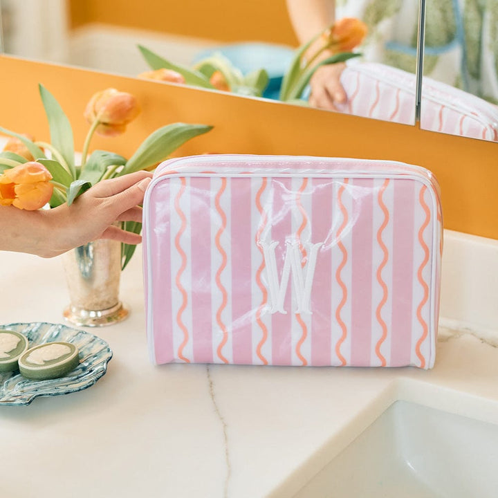 Large Patterned Toiletry Bag | Coral Squiggle