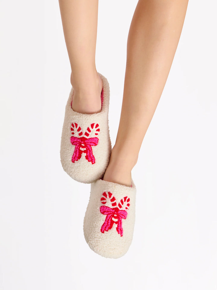 Candy Cane Slippers | Ivory