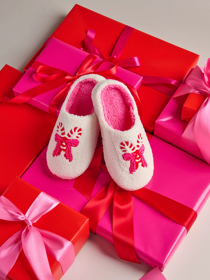Candy Cane Slippers | Ivory