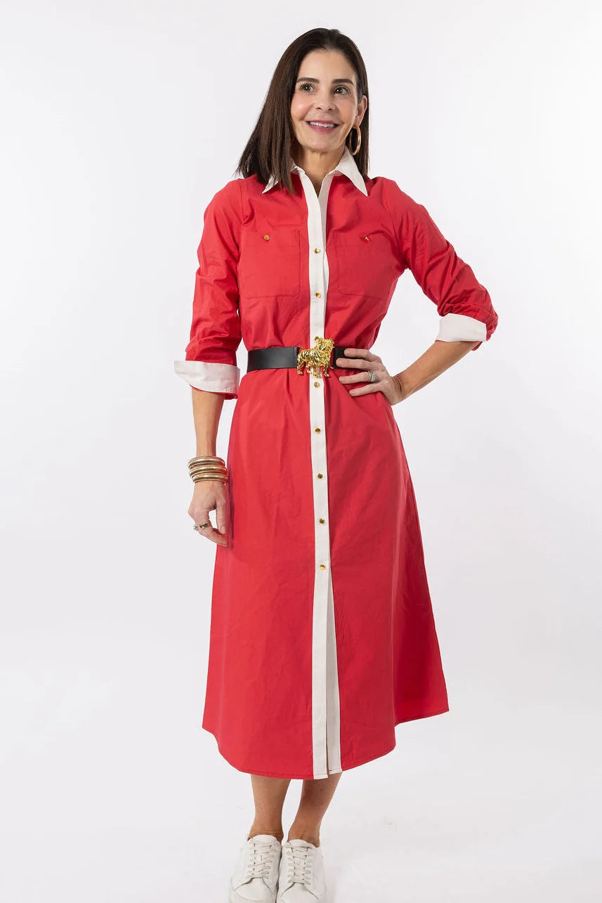 Harper Dress | Red w White