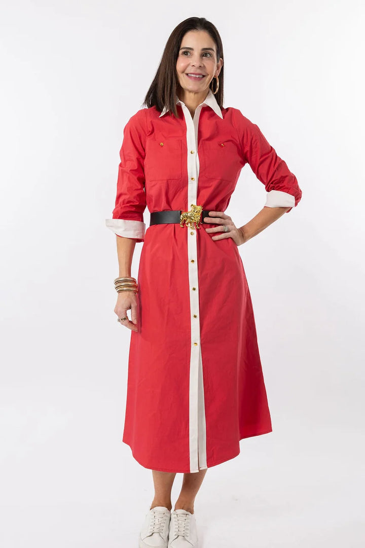 Harper Dress | Red w White