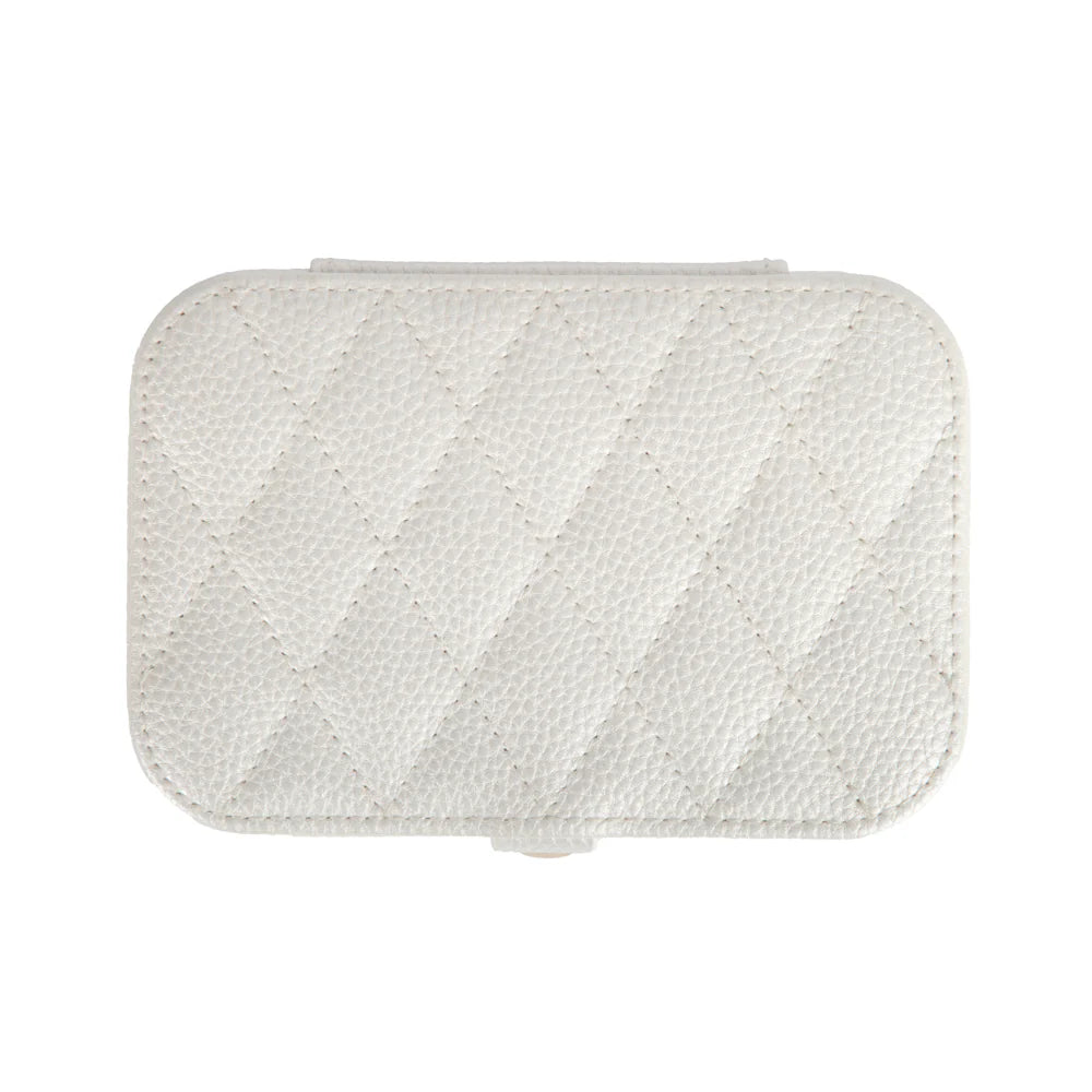 Leah Quilted Travel Jewelry Organizer | Pearl White