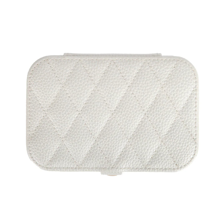 Leah Quilted Travel Jewelry Organizer | Pearl White