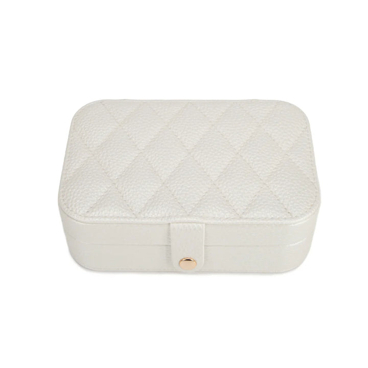 Leah Quilted Travel Jewelry Organizer | Pearl White