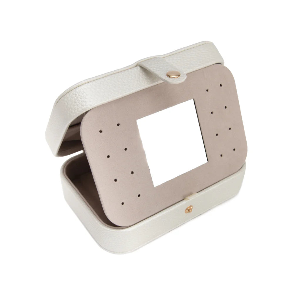 Leah Quilted Travel Jewelry Organizer | Pearl White