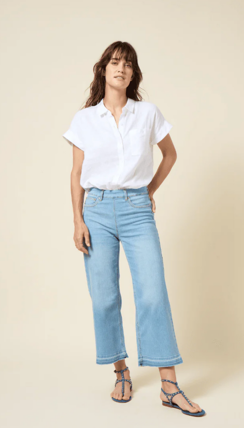 Premium Denim Frances Wide Leg Crop | Authentic Bleached Blue