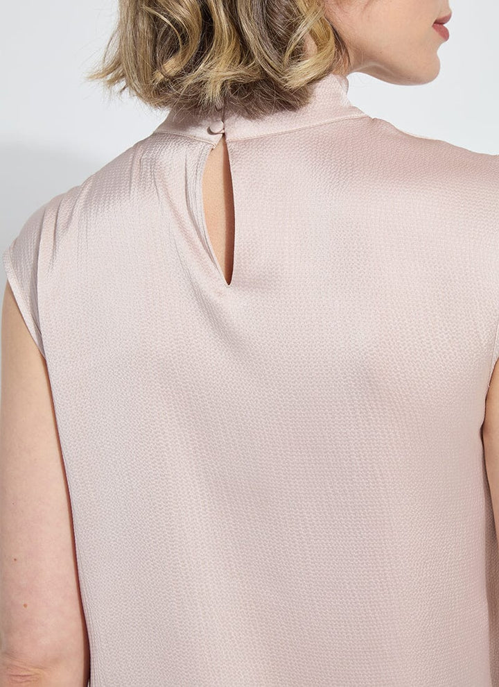 Aisha High Neck Draped Blouse | Rose Petal