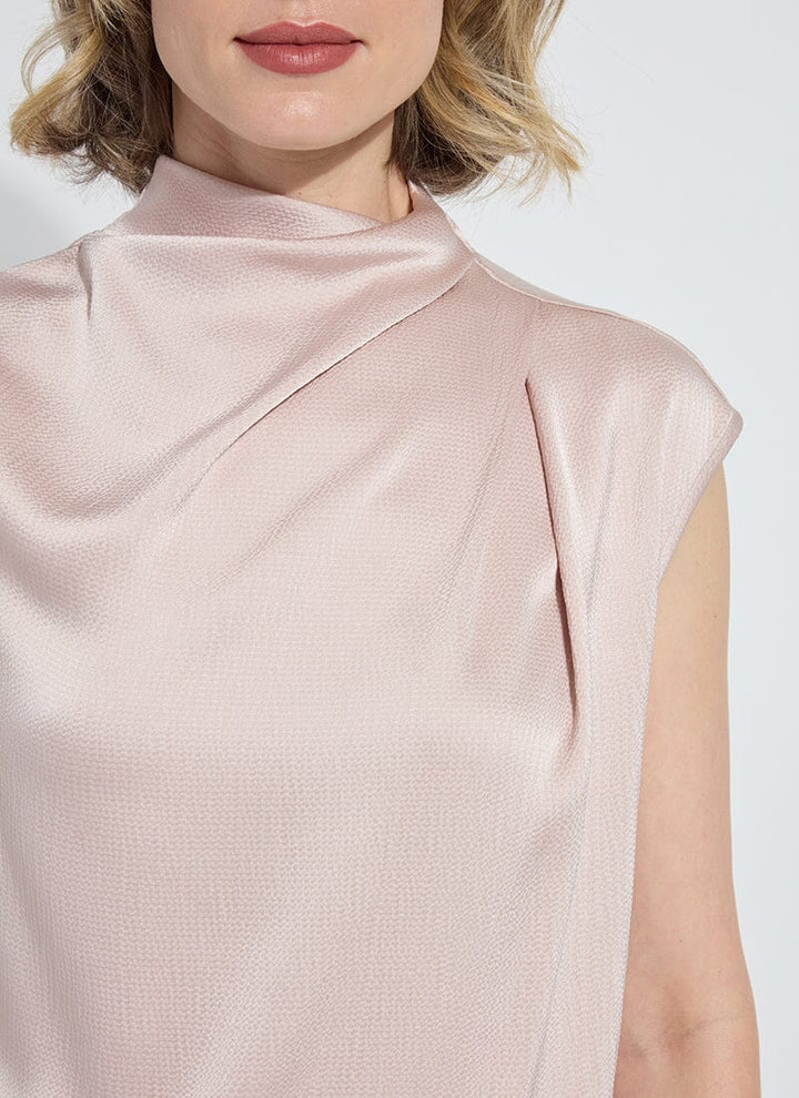 Aisha High Neck Draped Blouse | Rose Petal