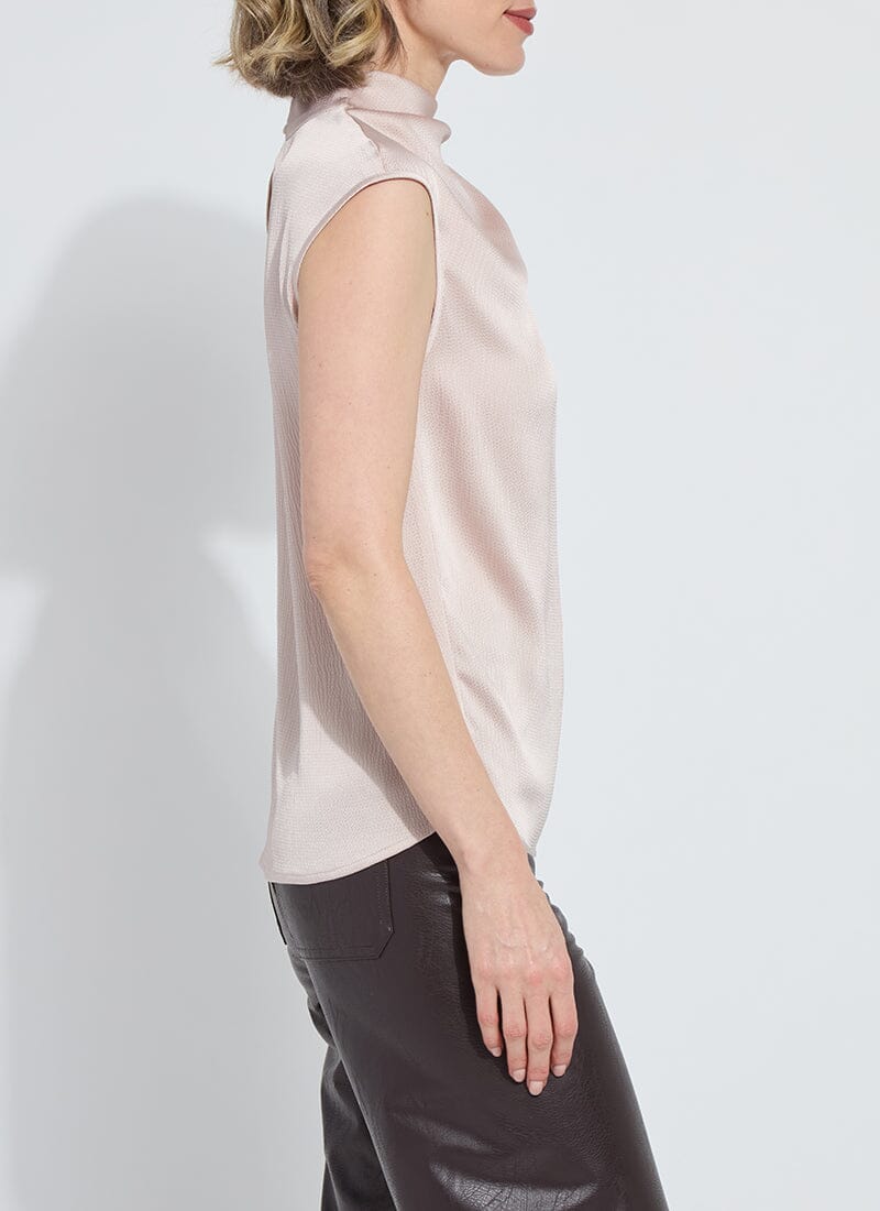 Aisha High Neck Draped Blouse | Rose Petal