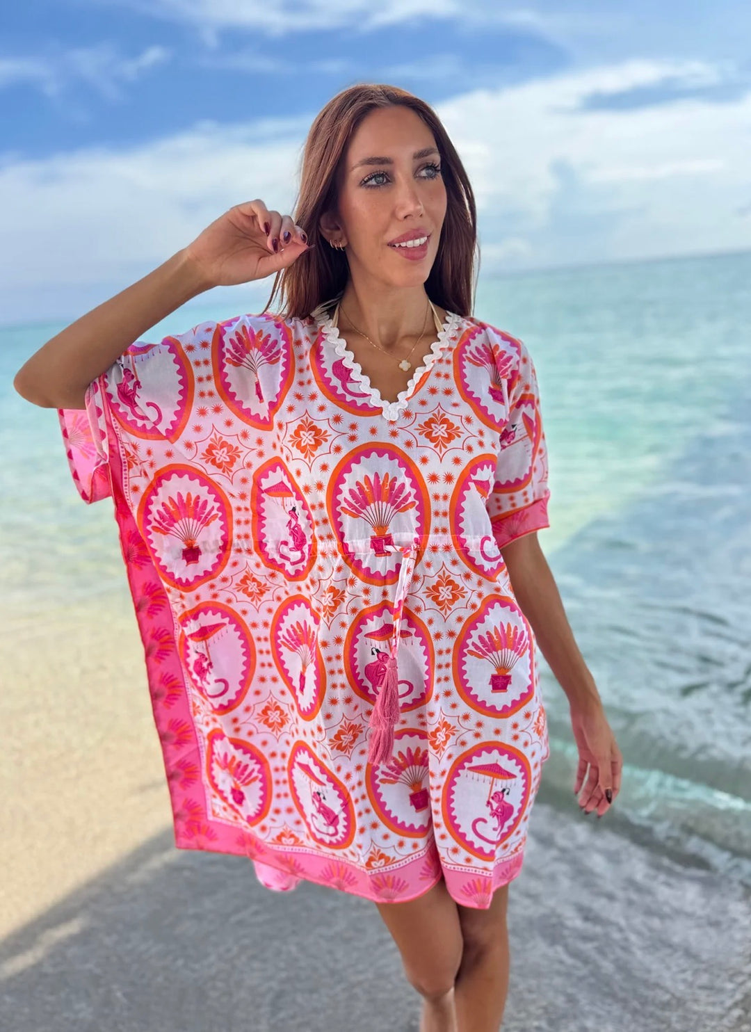 Isla Payal Tahiti Mini Monkey Chinoiserie Orange Pink