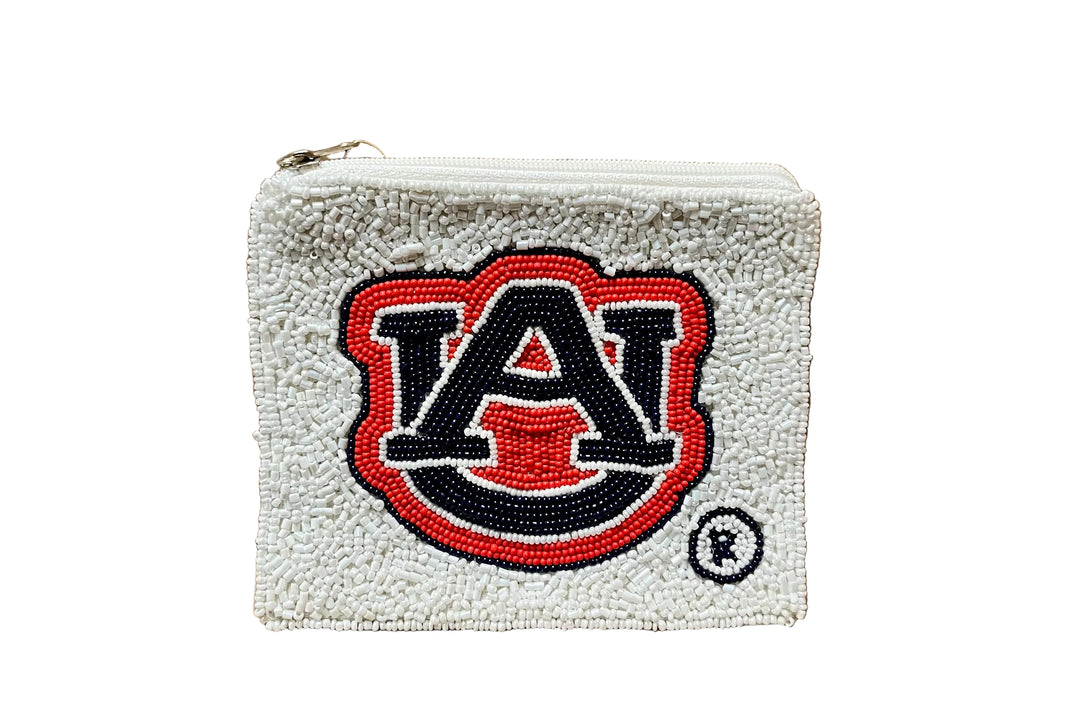 La Chic AU White Beaded Coin Pouch