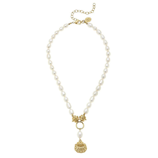 Gold Shell Pearl Necklace *