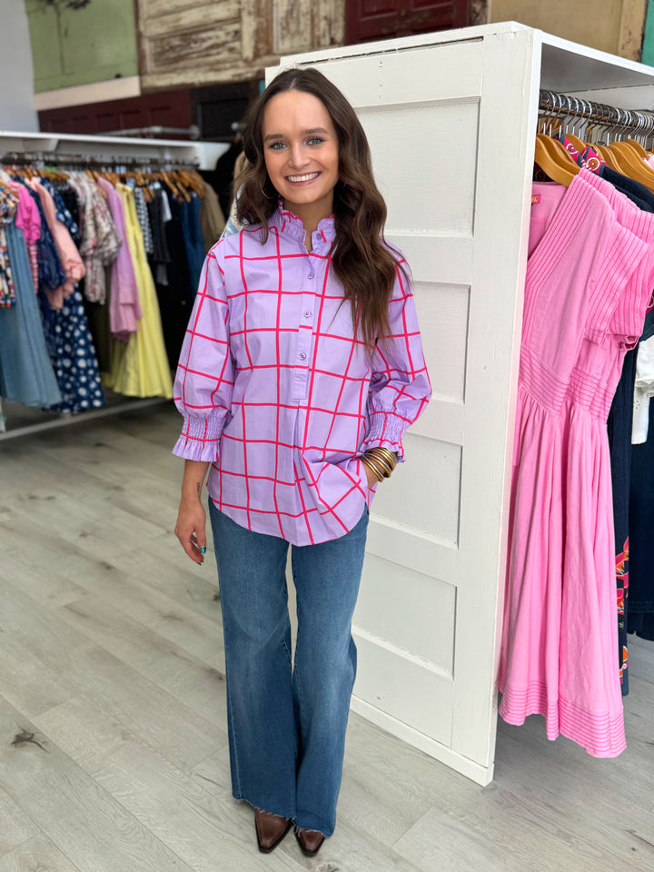 Kimberly Park Top Lavender and Red