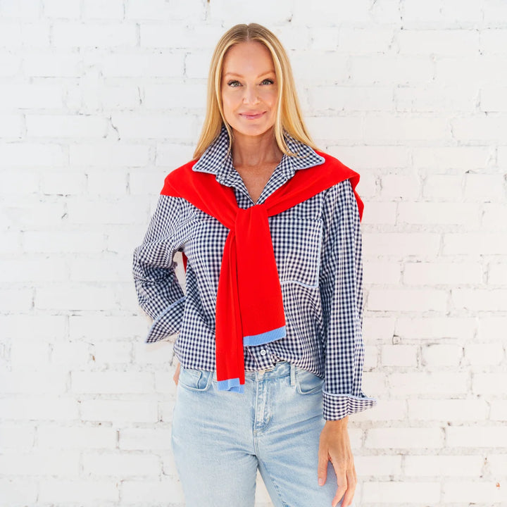 Caryn Cardi Red/ Light Blue