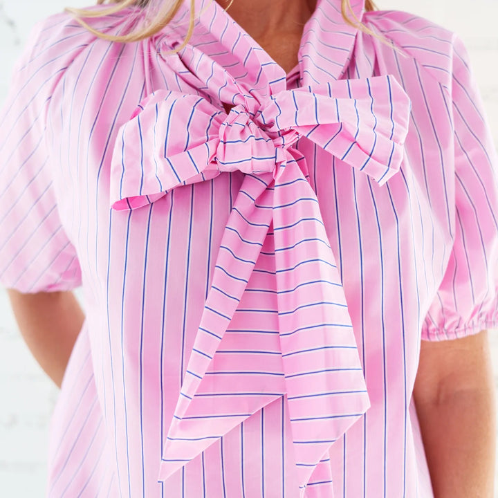 Ryan Bow Top Pink Stripe