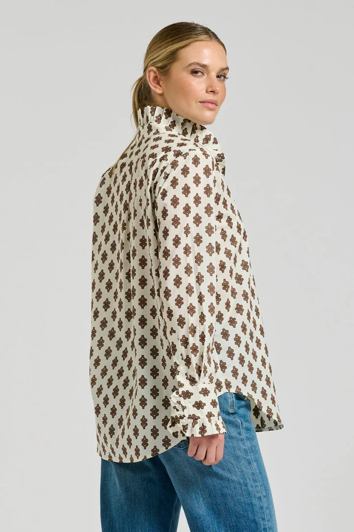 Olivia Classic Frill Collar Shirt | Ivory Diamond Double