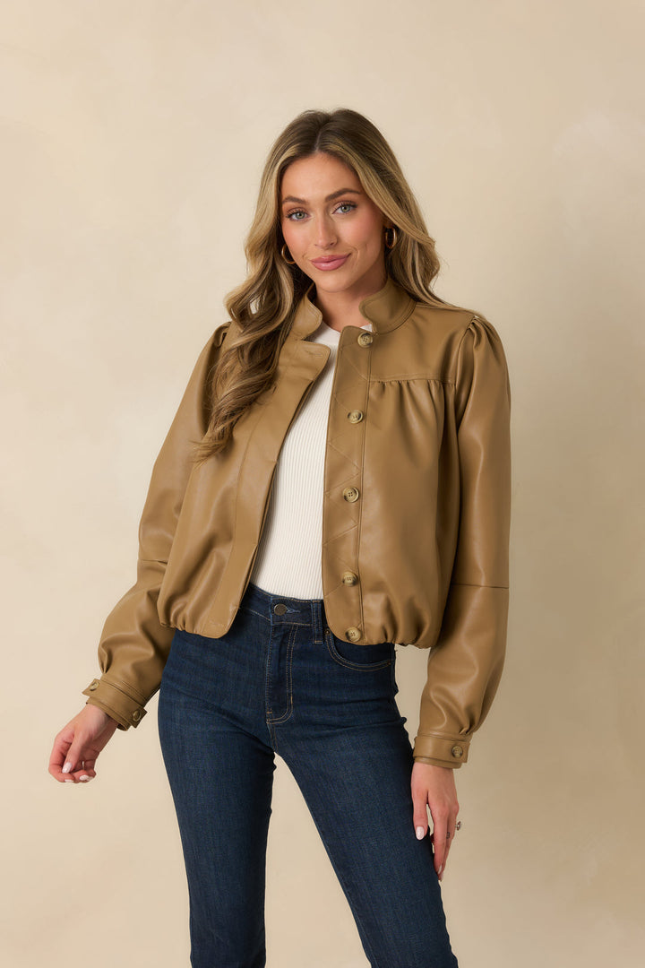 Prosperina Ashland Vegan Leather Jacket | Caramel