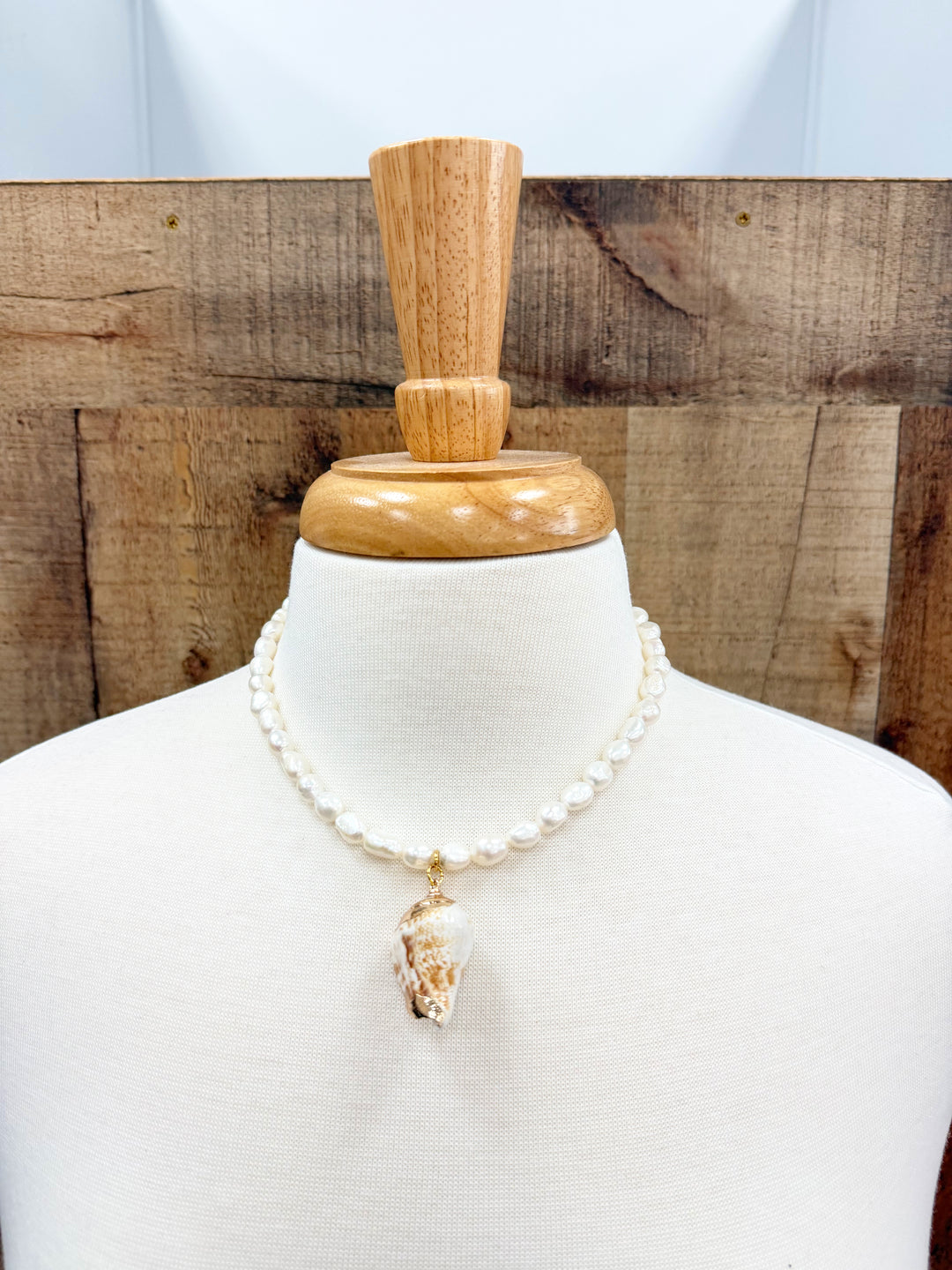 Freshwater Pearl Necklace with Conch Shell