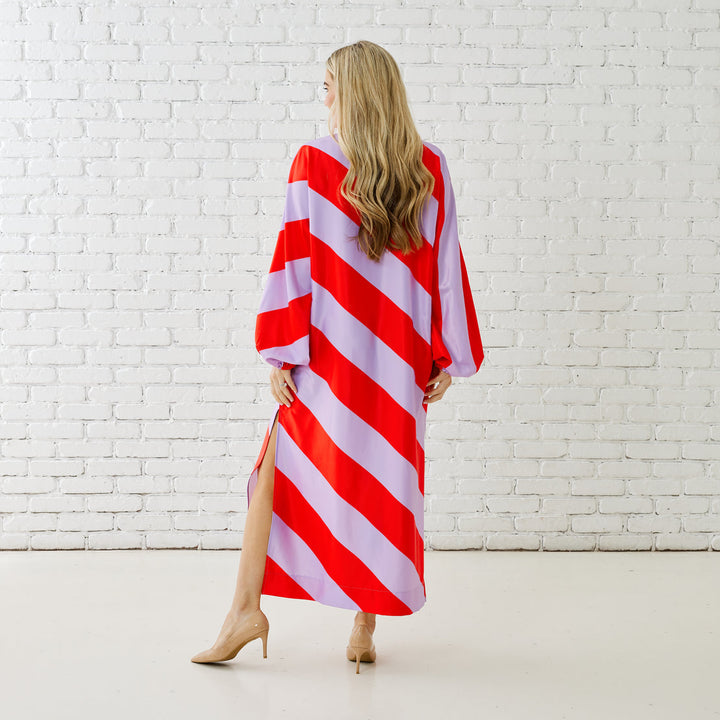 Coco Caftan- Lavender/Red