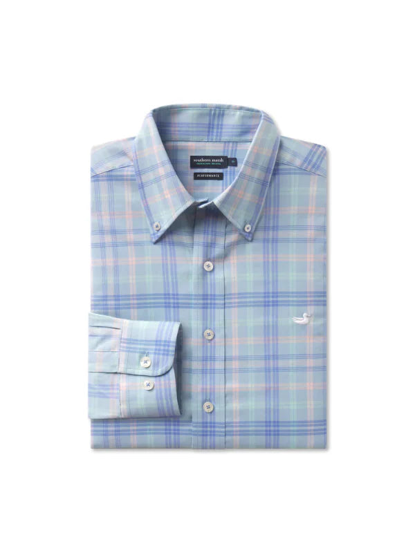 Barnstable Lines Performance Dress Shirt In Light Blue &amp; Lilac By Southern Marsh