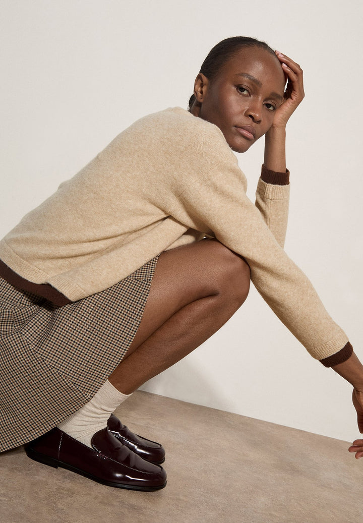 Contrast Color Layered Oversize Jumper | Stone