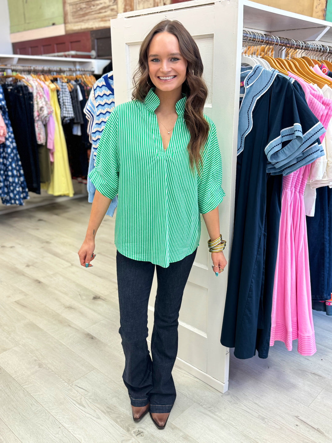 Annie Stripe Top Green