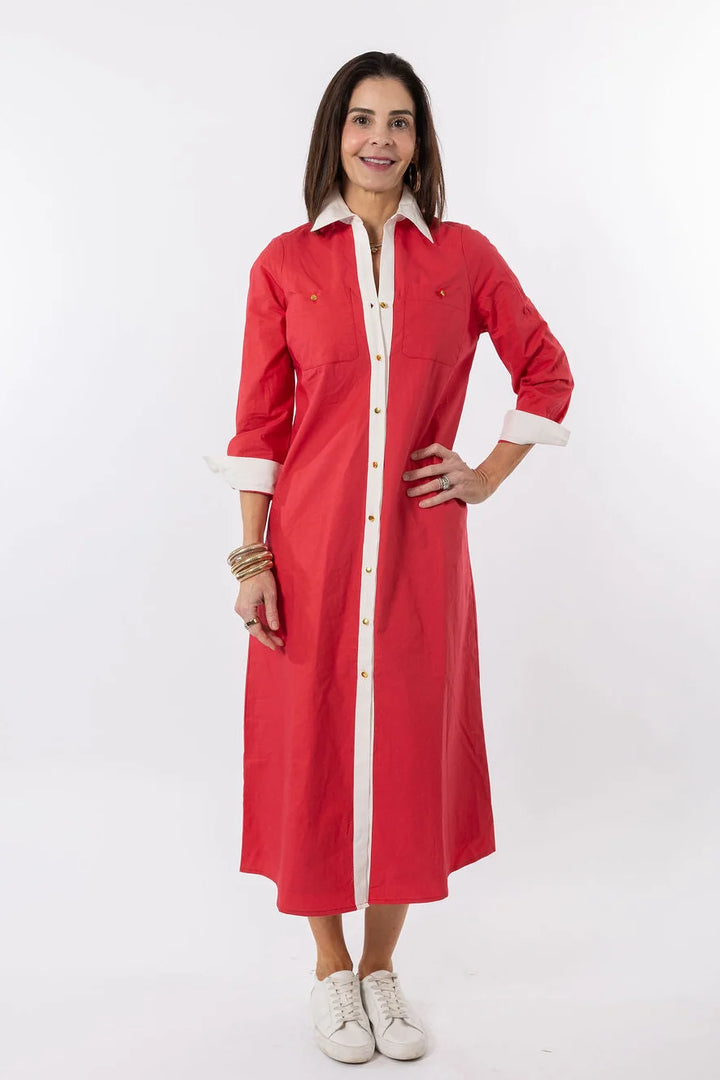 Harper Dress | Red w White