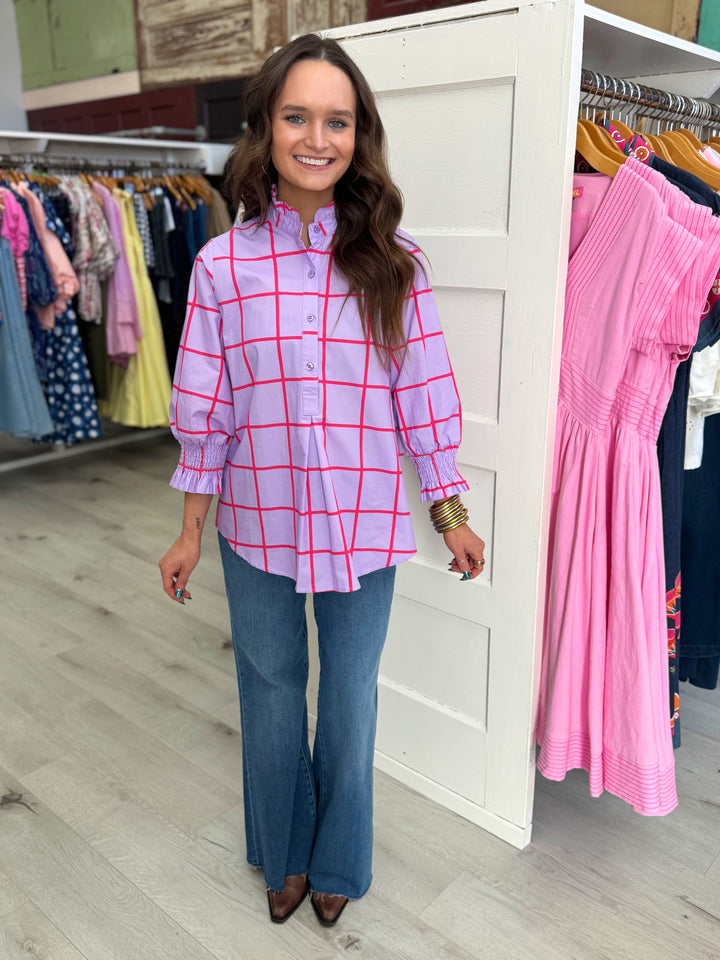 Kimberly Park Top Lavender and Red