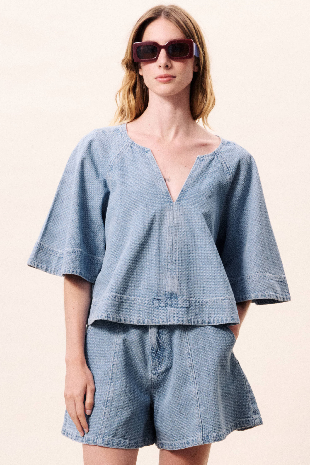 FRNCH Citrine Blouse | Bleu Clair