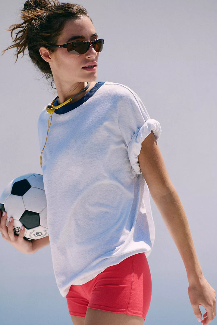 Heather Colorblock Tackle Tee | White Heather Grey