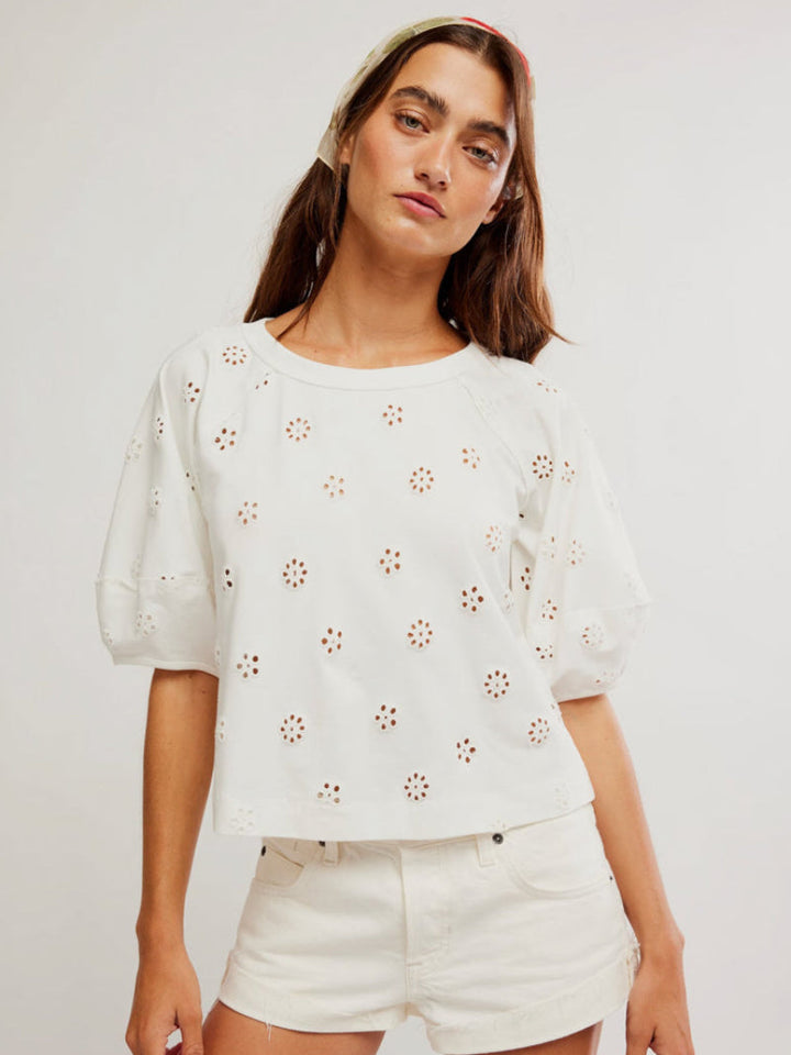 Free People Jessie Eyelet Tee | Whisper White