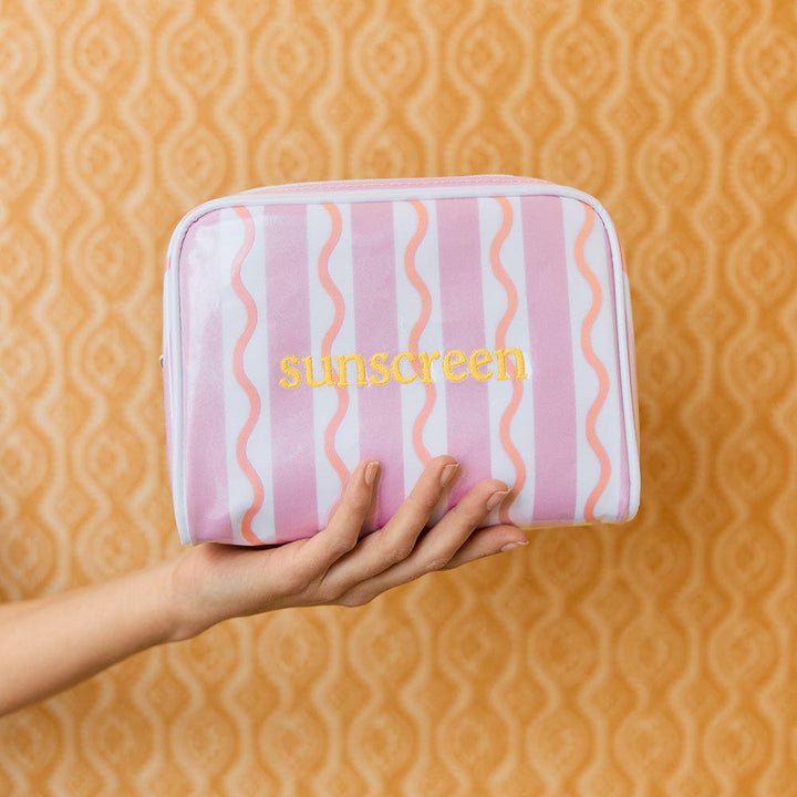 Small Patterned Toiletry Bag | Coral Squiggle