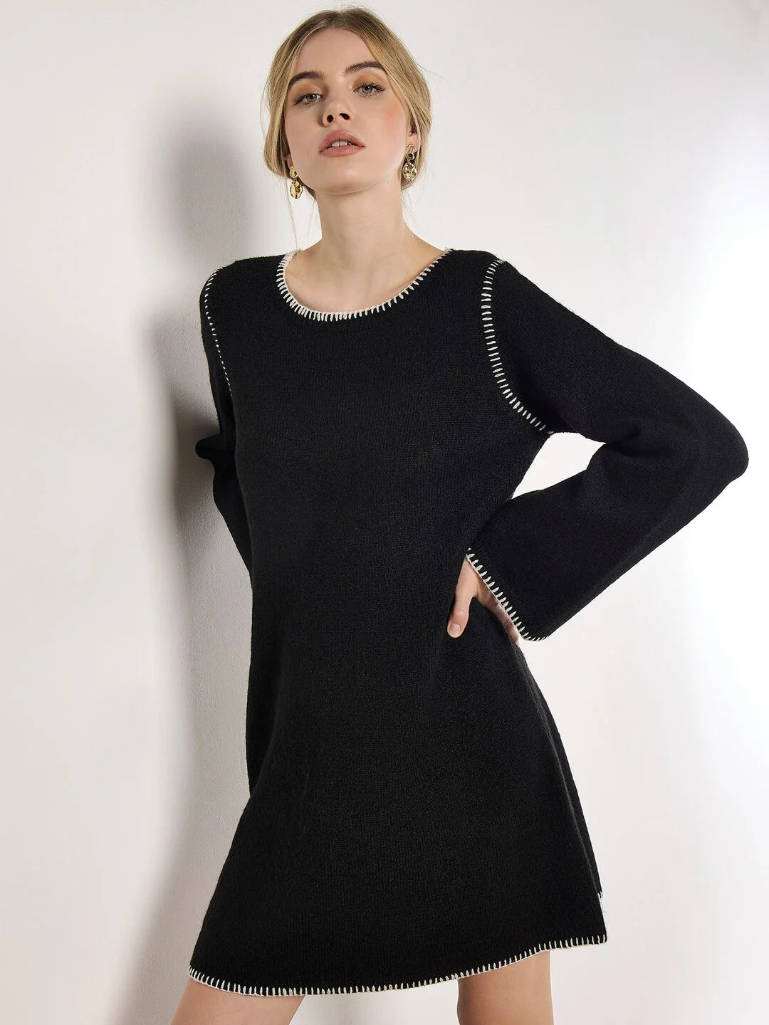 Blanket Stitch Knitted Dress *