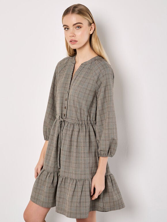 Heritage Check Ruffle Hem Mini Dress