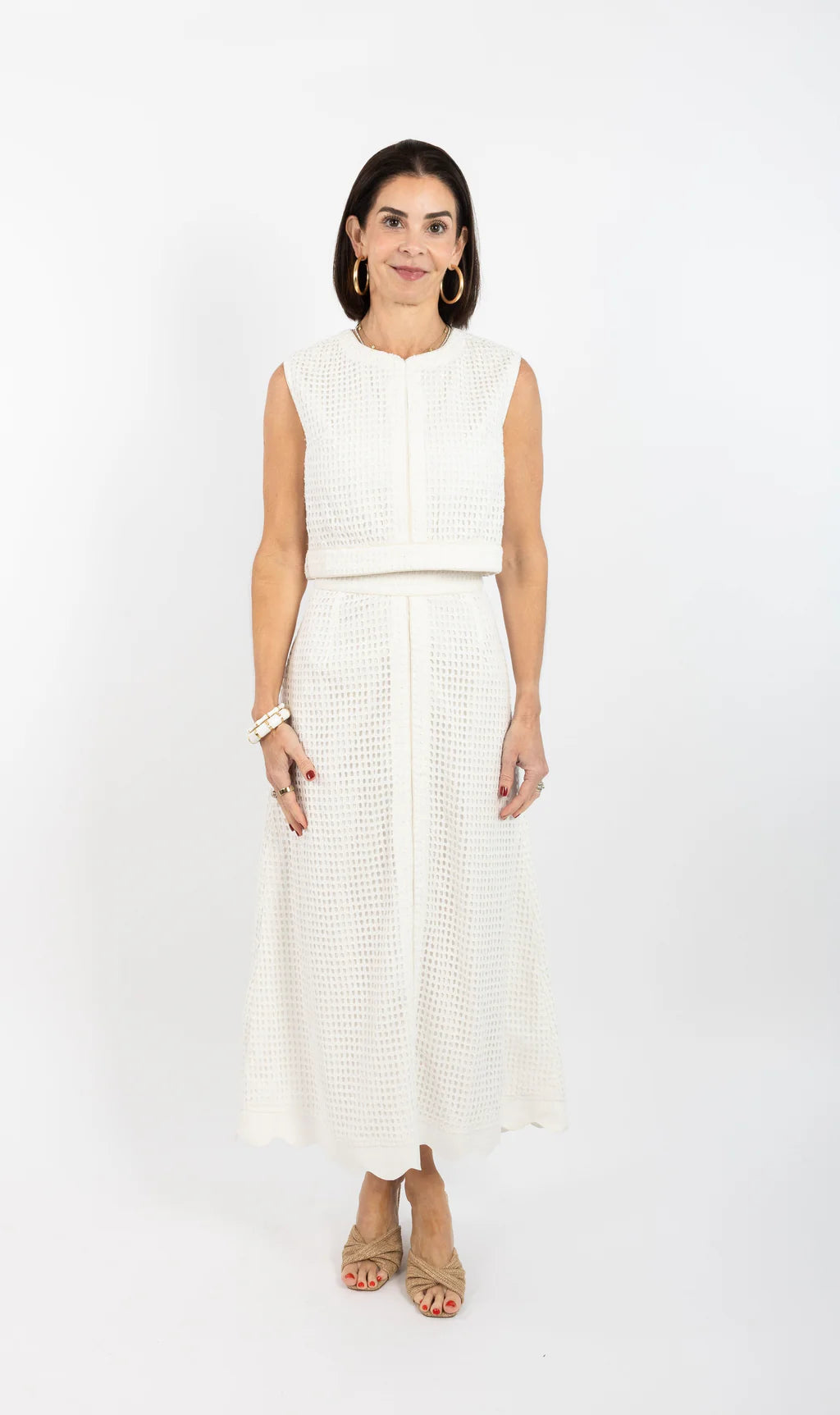 Emmy Skirt - White Cutout Lace