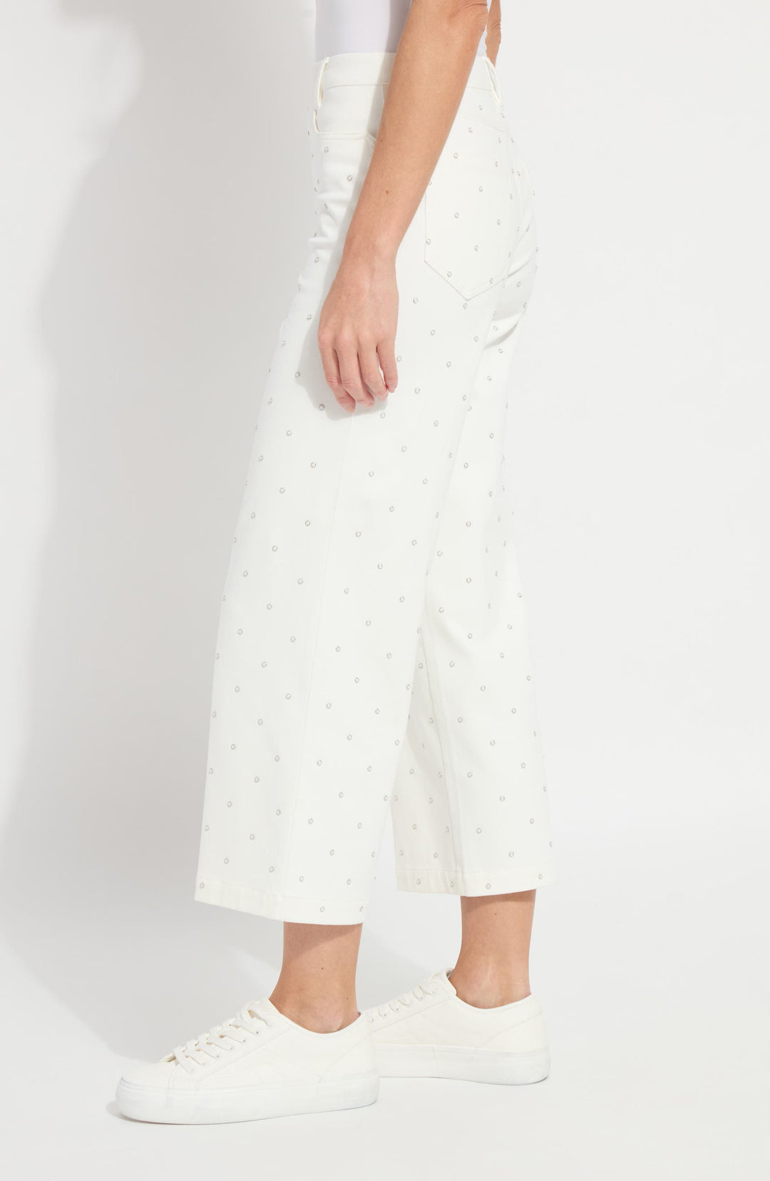 Audrey Pearl Embellished Crop Denim