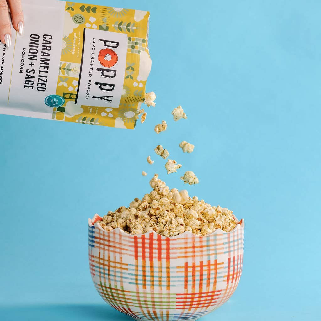 Poppy Caramelized Onion and Sage Popcorn